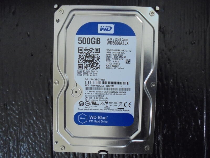 WD 藍標 3.5吋 WD5000AZLX 500G SATA/32MB 桌上型硬碟