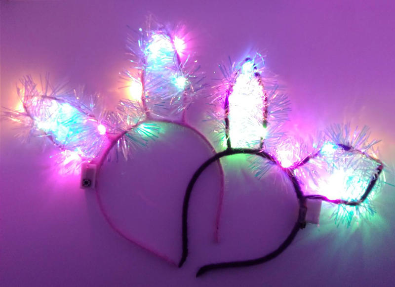 免耳發光頭飾 10燈LED 金絲發光頭飾 尾牙 餐會 cosplay 聖誕燈飾 新年快樂跨年燈飾