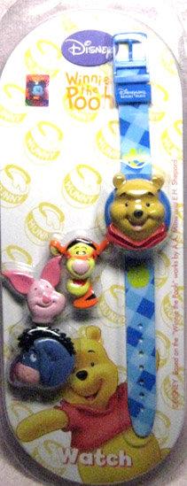 【可愛兒童卡通錶電子錶】迪士尼小熊維尼粉紅豬驢子．可換錶面圖案，㊣版生日禮物
