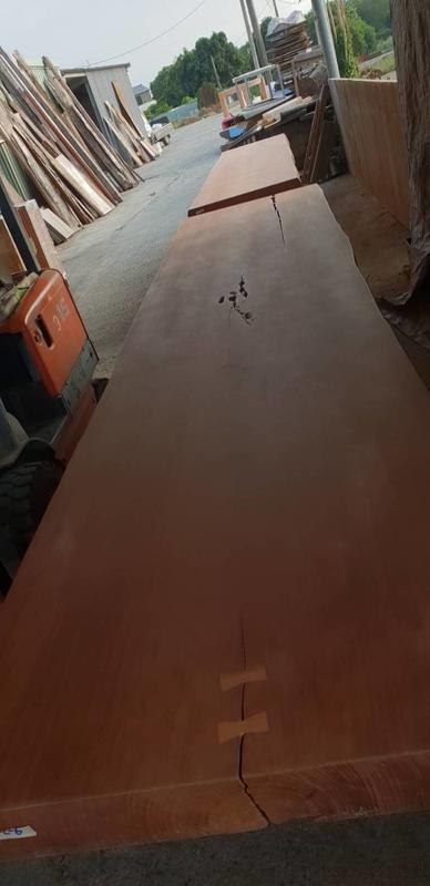 超大型非洲柚木原木桌板(長423cm，寬90~95cm，厚12cm) 實木桌板，單桌面，腳架另計