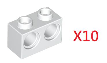 【磚樂】10個一組LEGO樂高32000 3200001 Technic Brick 1x2 Holes 科技白色雙孔磚