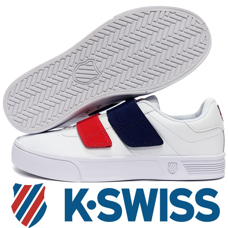 K-SWISS 96316-113 白×藍×紅 二黏皮質休閒運動鞋/特價出清/ 802K 免運費