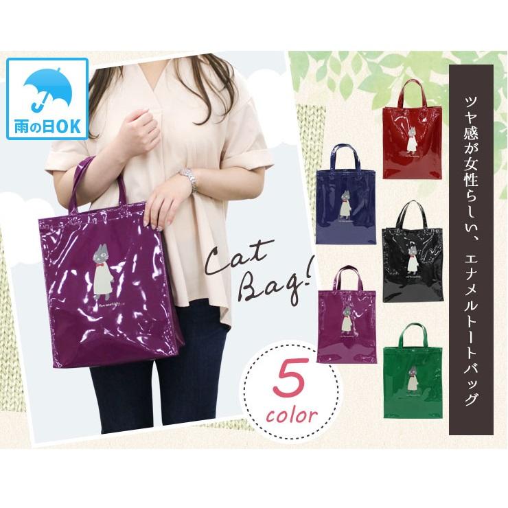 【露西小舖】日本NEKONINGEN輕量防水大手提袋(貓咪圖案，珐琅風格)大手提包環保袋購物袋適散步、購物等場合[平輸]