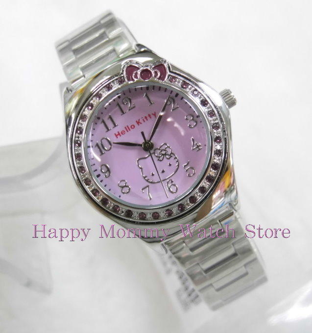 【 幸福媽咪 】網路購物、實體服務 HELLO KITTY 公司貨 不銹鋼 日常防水女錶 30mm 紫HK618
