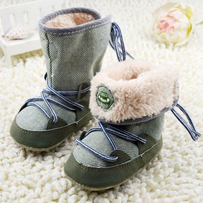 森林寶貝屋~綠色高筒靴子~學步鞋~幼兒鞋~寶寶鞋~保暖鞋~保暖雪靴~可反折設計~彌月送禮~特價1雙135元