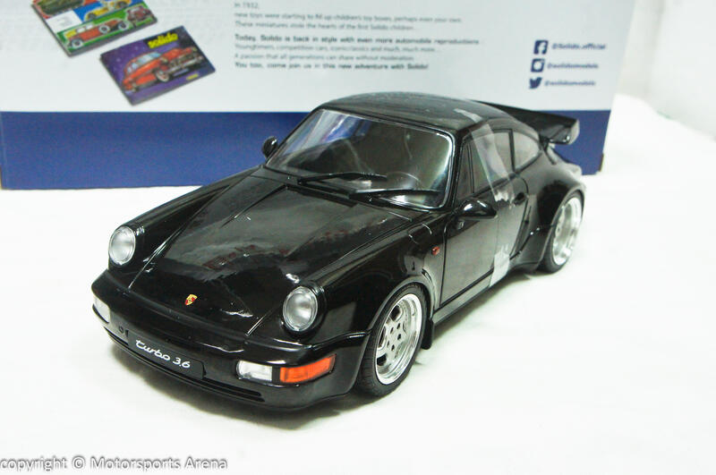 【現貨特價】1:18 Solido Porsche 911 Turbo 964 1990 黑色 ※合金可開※