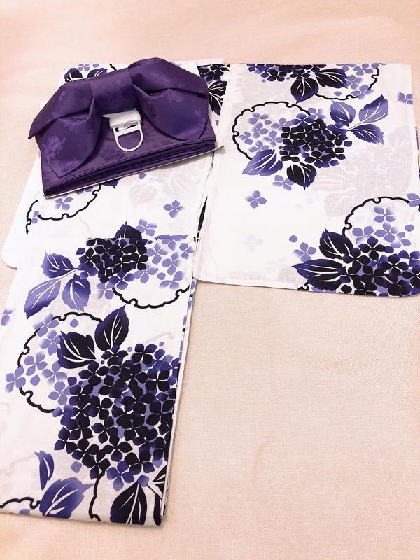 日本新款和服浴衣女 紫陽花 日本傳統和服 純棉面料