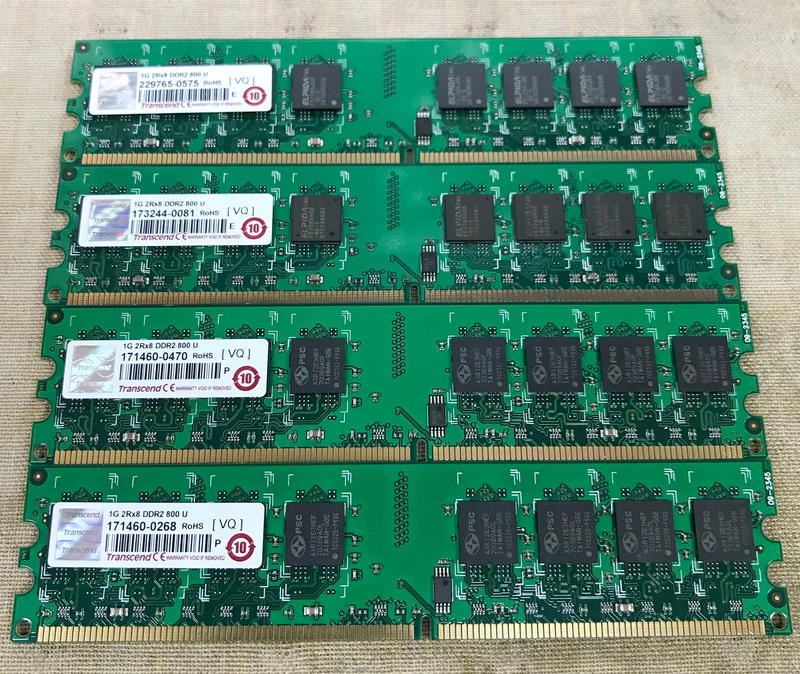 台中市售 中古創見DDR2-800 1G 共4條. 需4條一起售出.只售200元