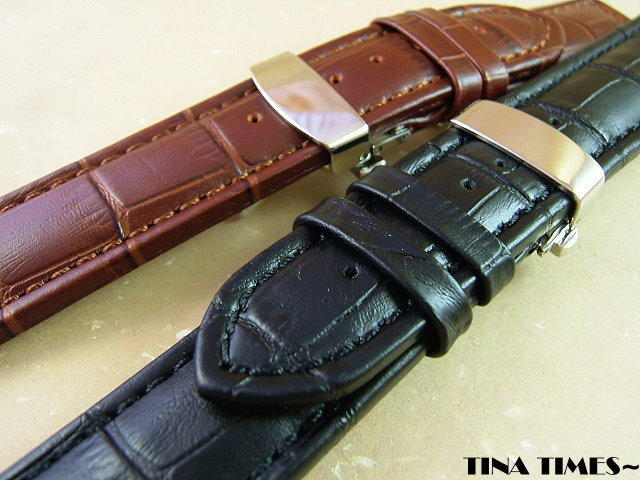 TINA TIMES~瑞士製造 破天荒的價格_ LEE MOW SWISS純牛皮厚版錶帶搭配不鏽鋼彈簧摺疊扣 整組販售