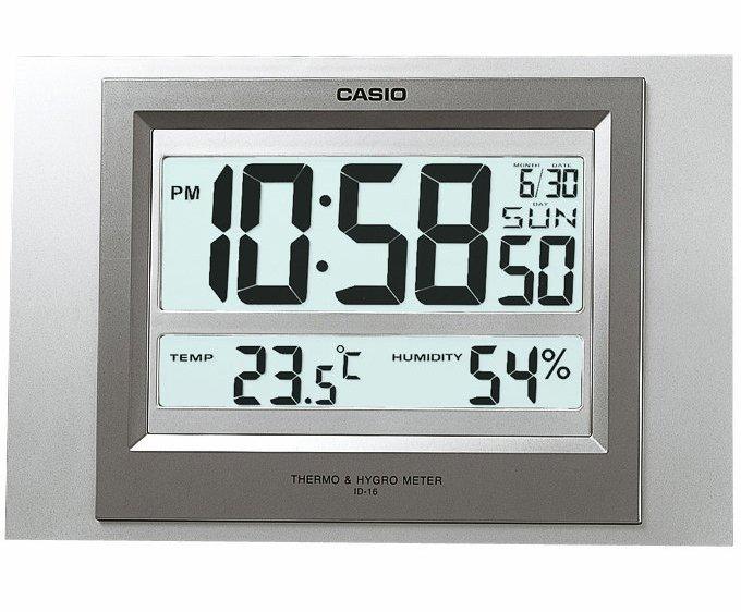 CASIO CLOCK 數位溫度顯示掛鐘/座鐘兩用-銀灰 型號:ID-16S-8DF【神梭鐘錶】