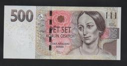 【低價外鈔】捷克共和國 2009年 500Korun 捷克克...