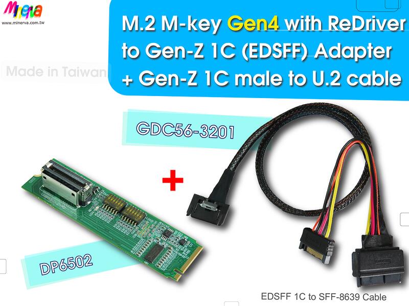 M.2 with ReDriver to Gen-Z 1C + U.2 cable for SSDPF2KX038TZ