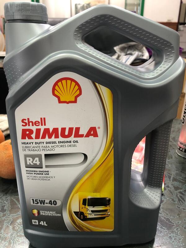 缺【殼牌Shell】Rimula R4-15W40、重車柴油引擎機油、4公升/罐、3罐/箱【CI4-四期/引擎用】滿箱區