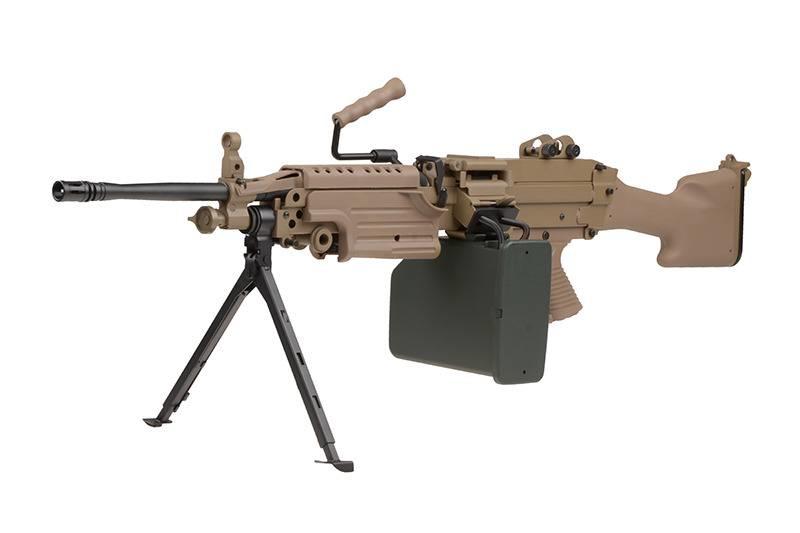 【崇武---CWI】全金屬A&K M249 MkII 電動AEG附聲控電動彈鼓+怪怪5.56裝飾蛋鏈50發 沙色 現貨