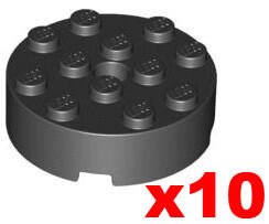 【小荳樂高】LEGO 黑色 4x4 圓形磚塊中間圓孔(10個) Brick Round 87081 4558957