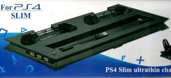 全新 PS4 slim 2017型 主機 雙 風扇 散熱器 擴充USB 手把充電座 直立架 縱置 支撐架 【 左田右樂】