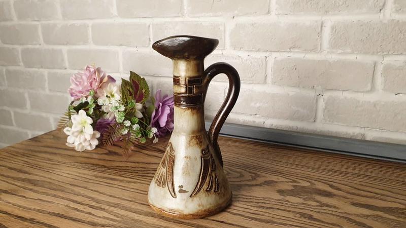【卡卡頌  歐洲古董】德國老件 藝術家 簽名 手工 陶瓶 花瓶 p1634