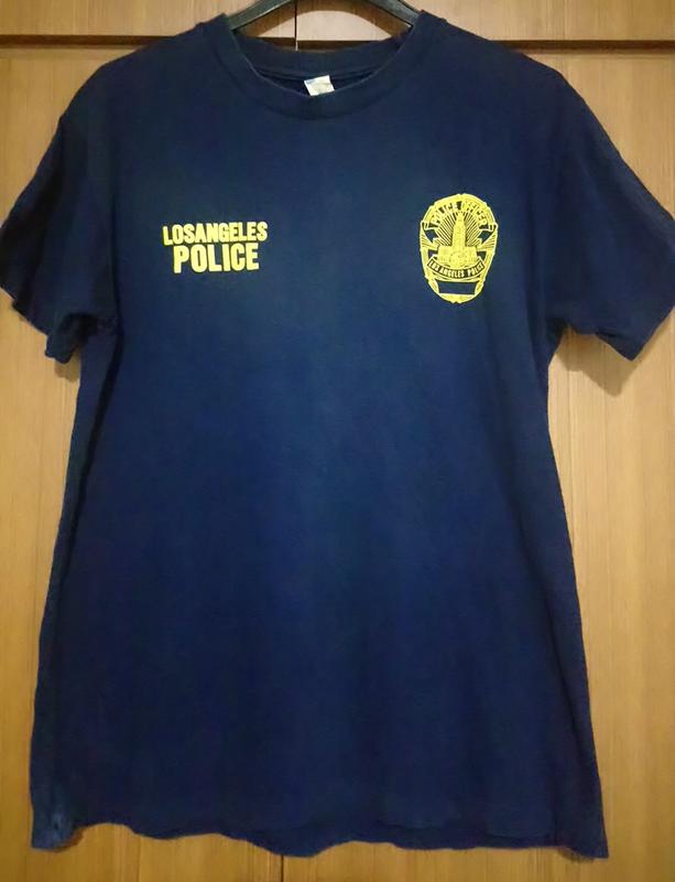 二手衣物- 二手衣服 短T 藍色 LOSANGELES POLICE 美國製