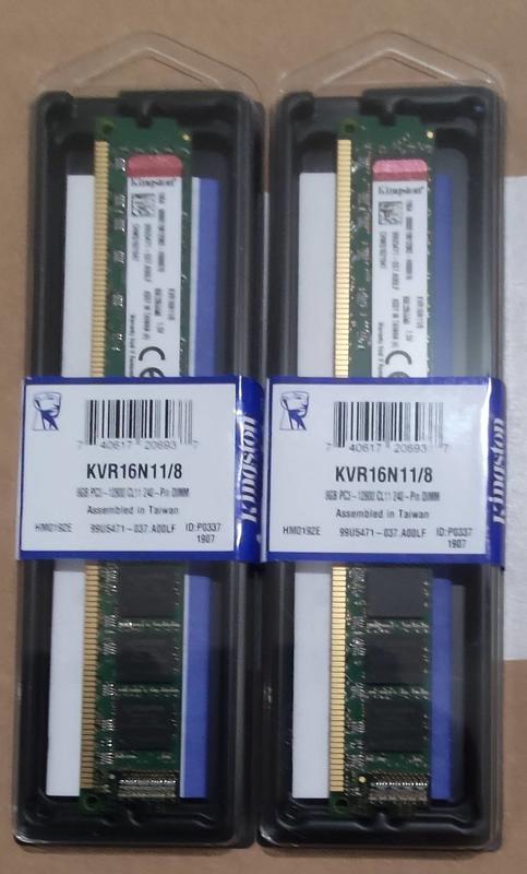 金士頓 DDR3 1600 16G (8GX2) 桌機用記憶體 全新未拆 終生保固