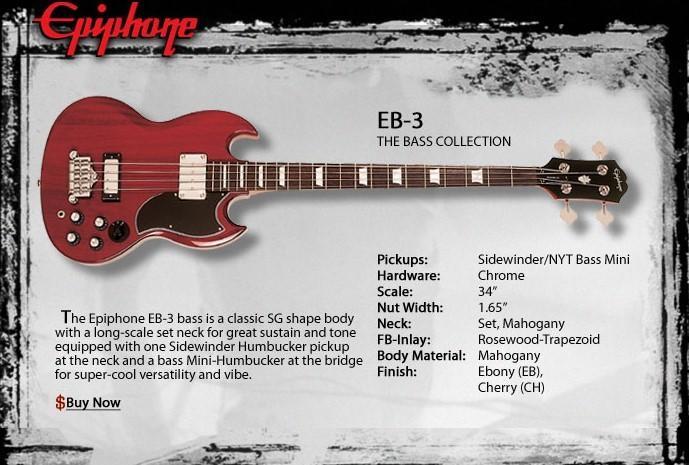 現代樂器】預定！全新Epiphone SG EB-3 紅色電貝斯電貝士BASS 電貝斯可