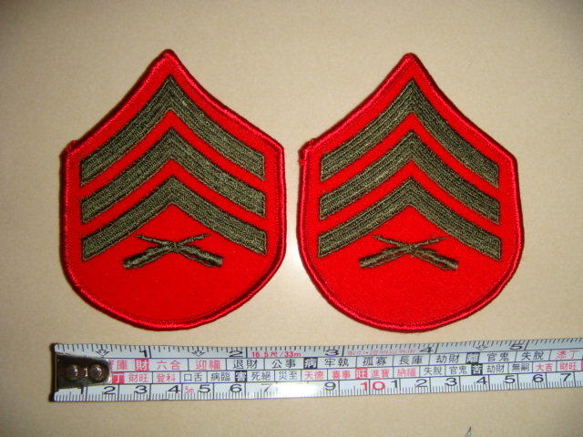 USMC美軍公發海軍陸戰隊女性軍常服E-5中士臂章1對布章-軍品勳表勳章 -軍品勳表勳章