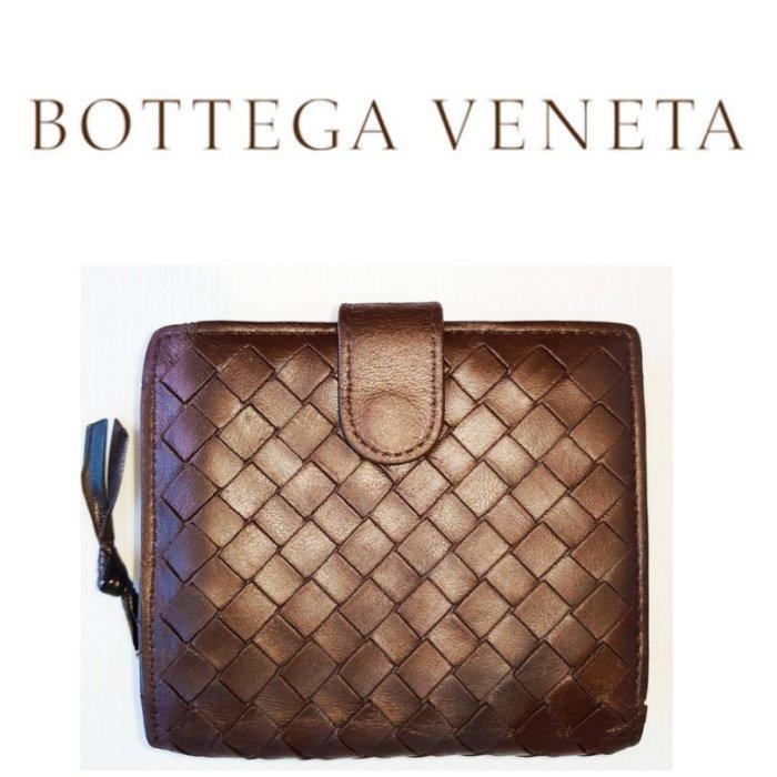 法國 Bottega Veneta 小羊皮 手工 BV 編織包 拉鍊 皮夾 名牌精品包$599 1元起標 有LV