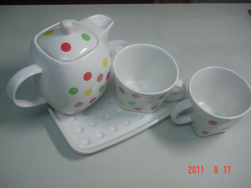 日系/普普風/幾何/簡單/風格陶瓷壺+陶瓷杯+瓷盤