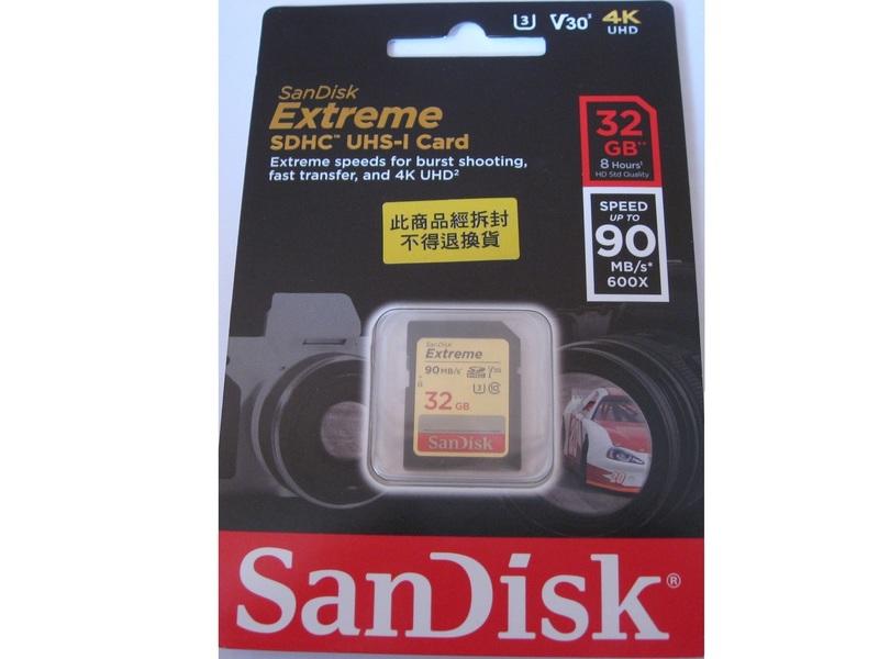 台灣代理商公司貨 SanDisk 32GB  Extreme SD SDHC U3 4K 記憶卡(v30版本)