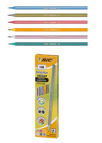 法國 比克 BIC 2 彩色條紋安全鉛筆/HB/12入 鉛筆 畫筆 買5送1 