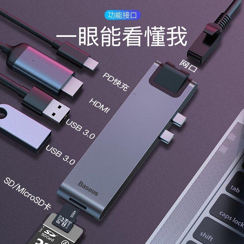 Macbook Pro  七合一HUB擴展阜(Type-C轉HDMI/SD/TF/USB3.0/RJ45)