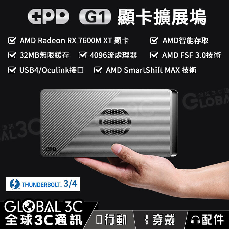 2024新版 GPD G1 迷你顯卡擴展塢 AMD RX7600M XT顯卡 GPD WIN MAX2