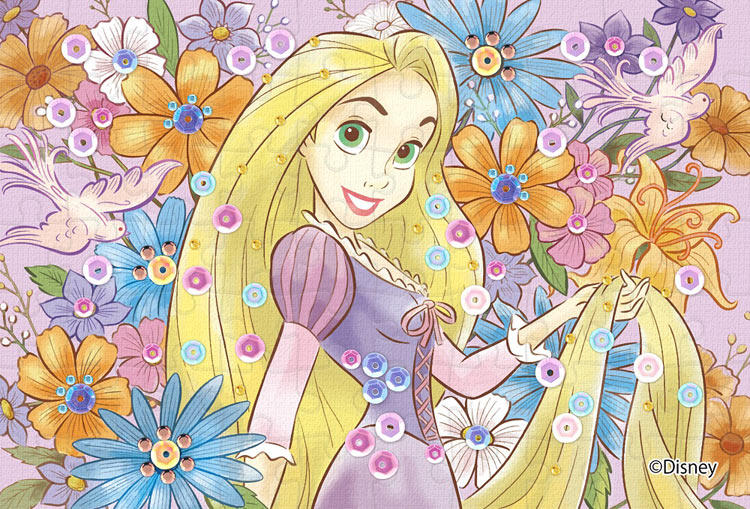 日本進口拼圖 迪士尼 長髮公主 Rapunzel 樂佩  70片布面拼圖附珠飾，70-020