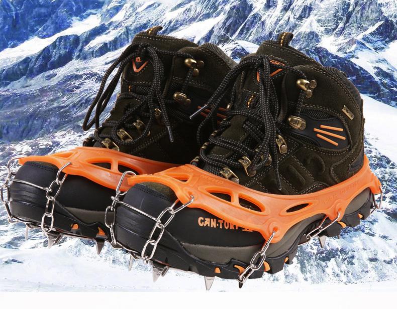 呈現攝影-CONTOOSE 不鏽鋼11爪 冰爪鞋套 橙色 防滑 雪景 登山 攀岩 攀冰 北南疆 極光 冰島 冰雪