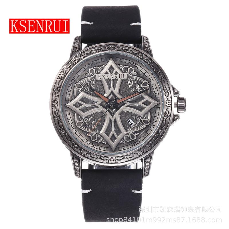 【KYH流行之星】KSENRUI男士2019新款微商外貿爆款古銅骷髏頭手錶28