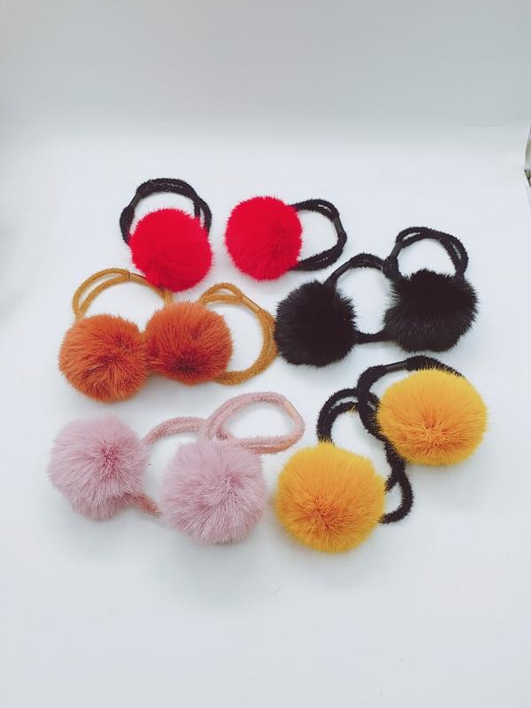 韓國製 仿毛毛球髮束(2個一組)髮飾
