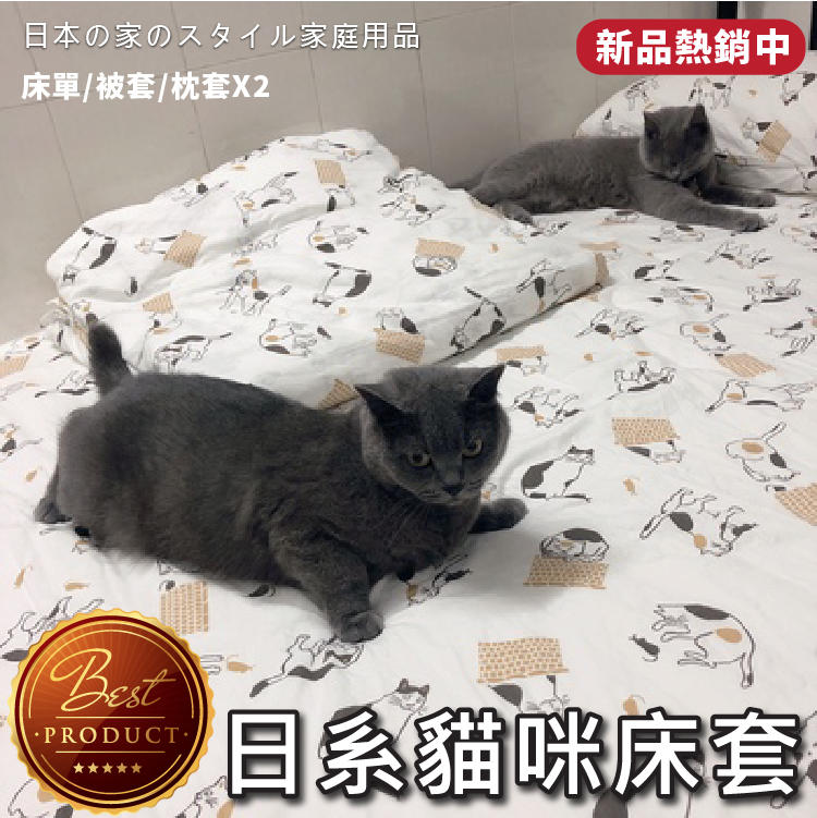 【手繪/貓奴必備】被套 枕套 床單 雙人床單 雙人枕套 雙人床 四件組-黑白貓/花斑貓【AAA6152】