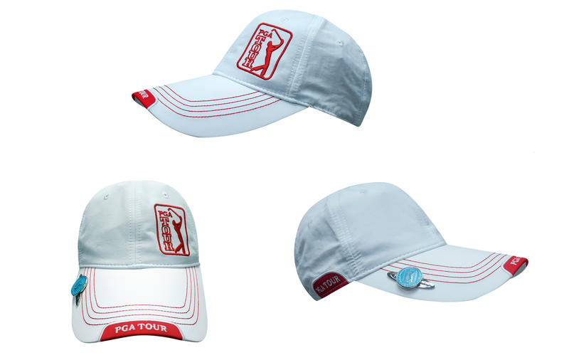 【青松高爾夫】PGA眉配紅色線防潑水帽(白)PHE10146