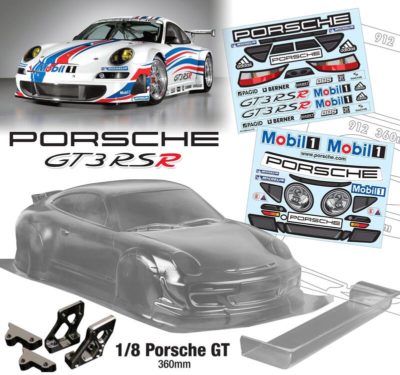 【萬板】Team C Porsche 911 1/8 長軸GT房車360mm用透明車殼組