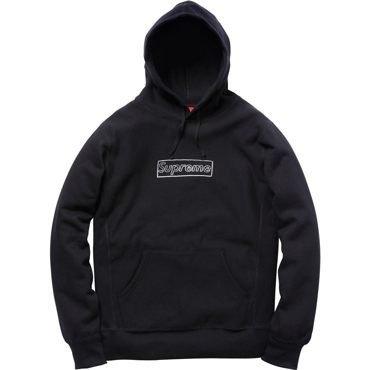 全新正品2011 SUPREME X KAWS BOX LOGO PULLOVER HOODIE 黑色帽T 冠希