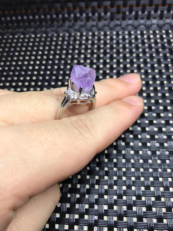 （K&C 水晶寶石批發）#紫水晶原礦戒指