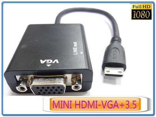 PC-10  MINI HDMI轉VGA+3.5影音轉換線 支援音效輸出 大廠晶片畫質優良