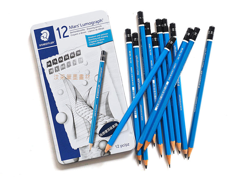 【汶采】STAEDTLER鐵人牌素描鉛筆100-藍桿(盒裝)頂級