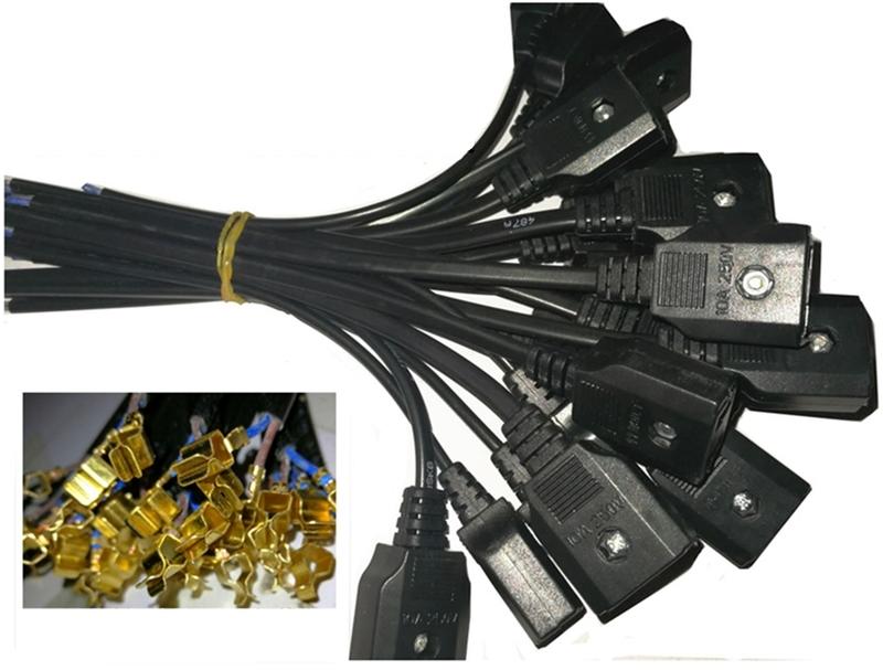 工程首選=黑色 電源母插頭 純銅插頭 安全 母座 含電線0.5平方*2 長度 20cm 20公分 10A
