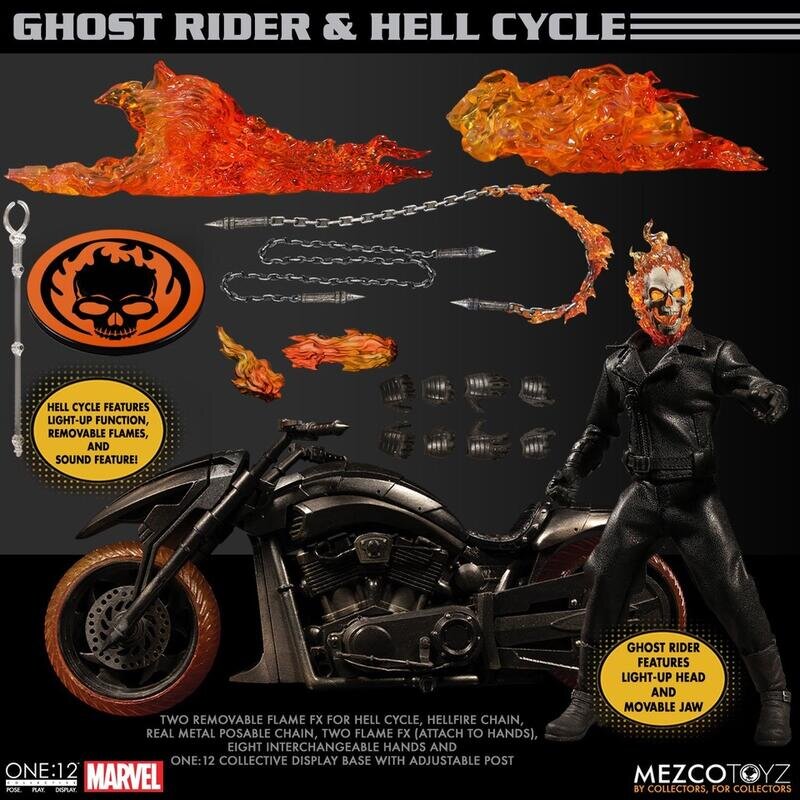 【史派克工廠】售完 MEZCO One:12 Marvel 惡靈戰警 惡靈騎士+地獄之火 機車 套組