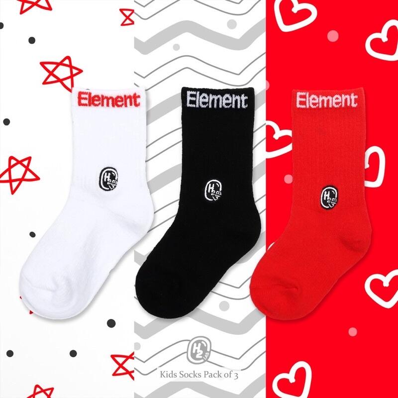 -開關倉庫- 三色一組 HOWDE LAB Crew KIDS Socks "Element" 元素白 黑 紅 小童襪