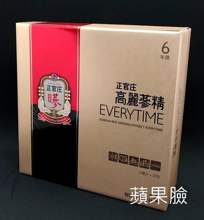 (蘋果臉)正官庄 高麗蔘精EVERYTIME 30入*1盒(6年根高麗蔘精華液，韓國原裝進口) 特價1200元