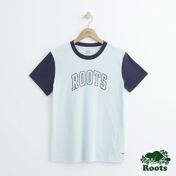 【Roots】撞色短袖T恤(藍)~L