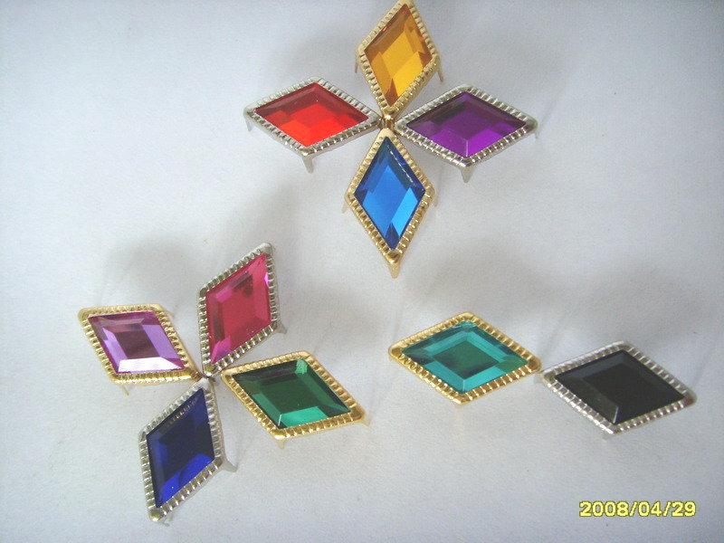 DIY "菱形"12*19mm水晶鑽仿寶石裝飾釘釦