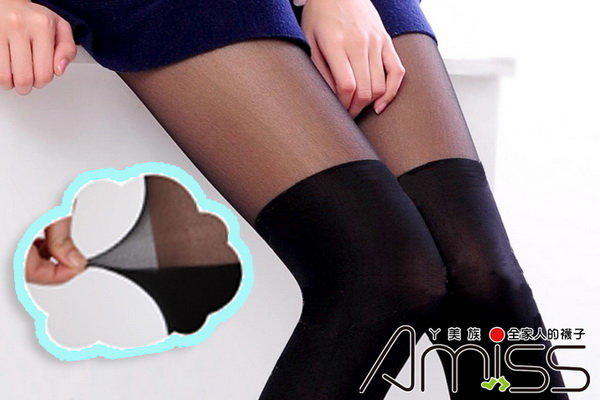 ViVi襪鋪【Z408-96】日系精緻造型★雙色拼接♥假膝上襪(顯瘦黑)