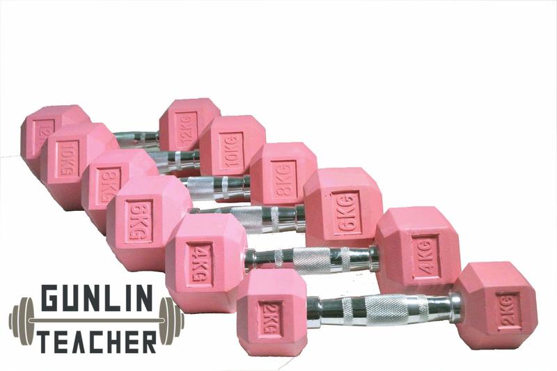 -槓鈴老師健身器材- 粉紅六角啞鈴 PU材質 無嗅無味 Dumbbell 75KG套裝組 重量訓練 健身器材